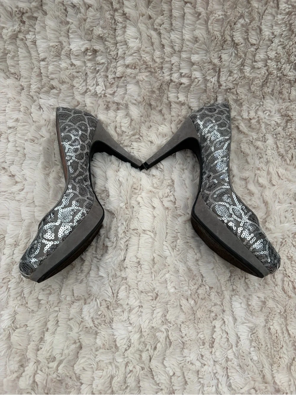Vince Camuto Silver Sequin Heels